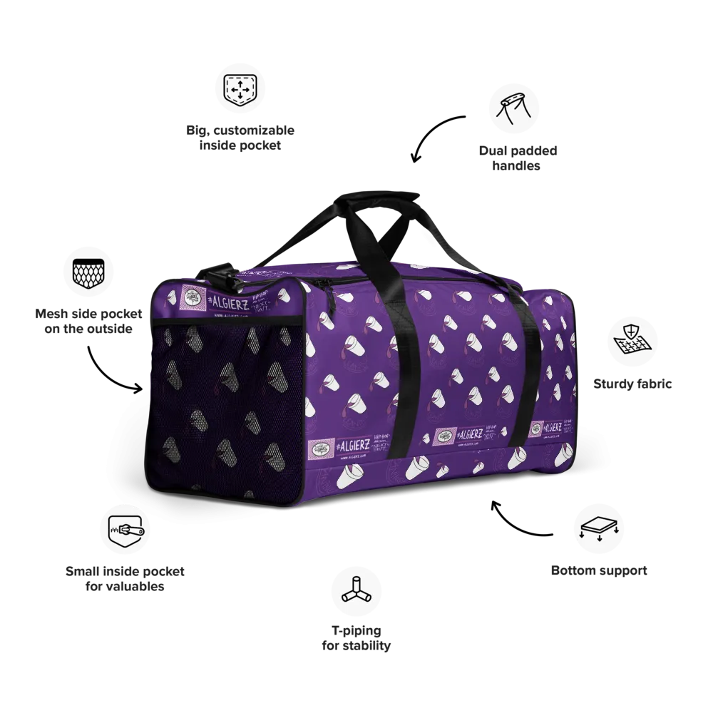 Leaning (Repeating Design) Duffle Bag - Purple