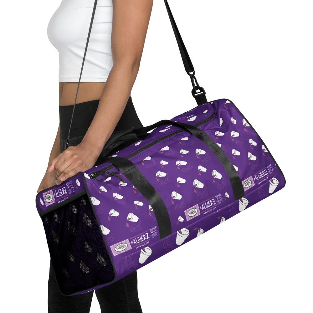 Leaning (Repeating Design) Duffle Bag - Purple