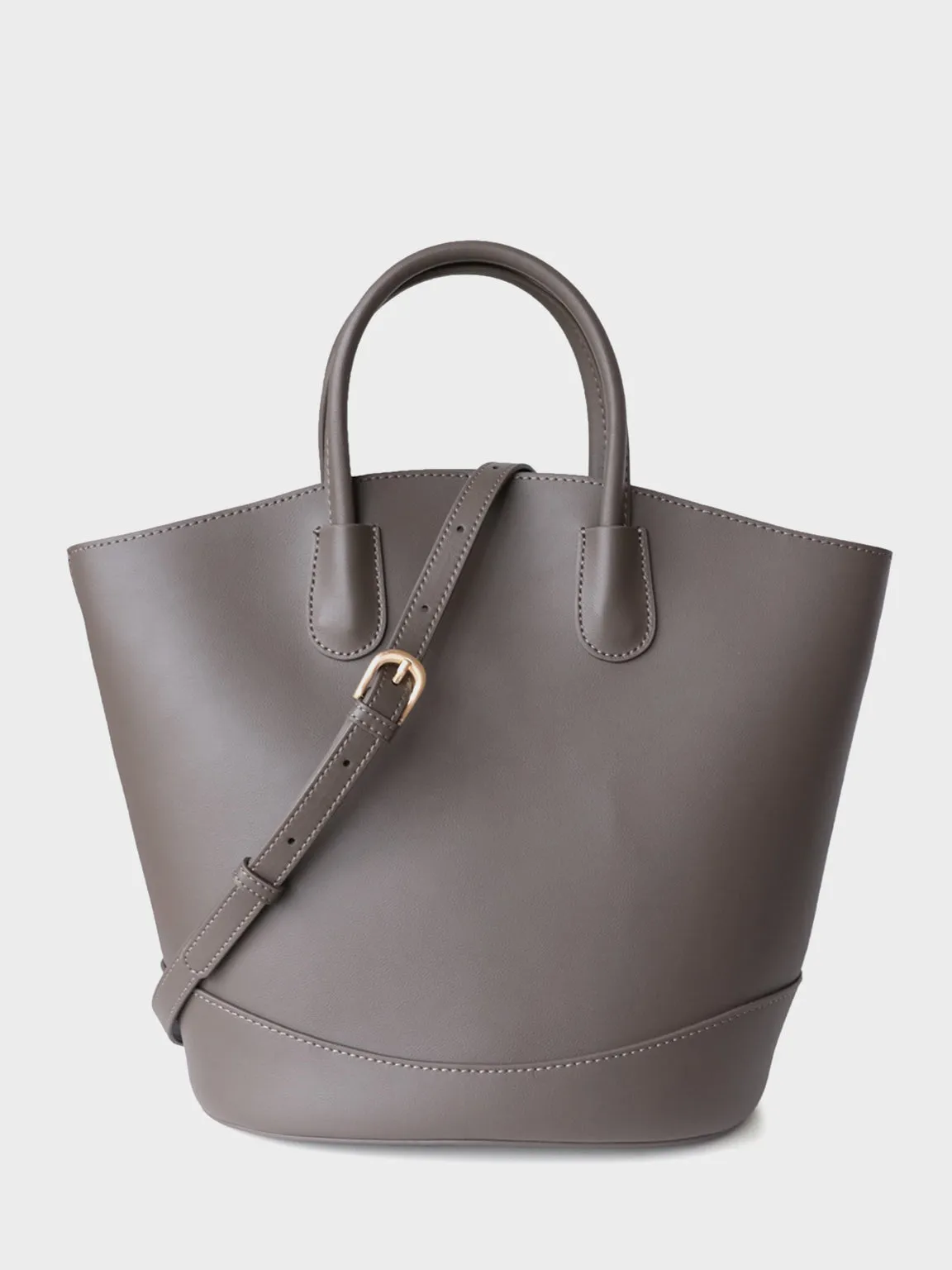 Leather Tote Bag Top-handle Ellipse Bottom Shoulder Bag