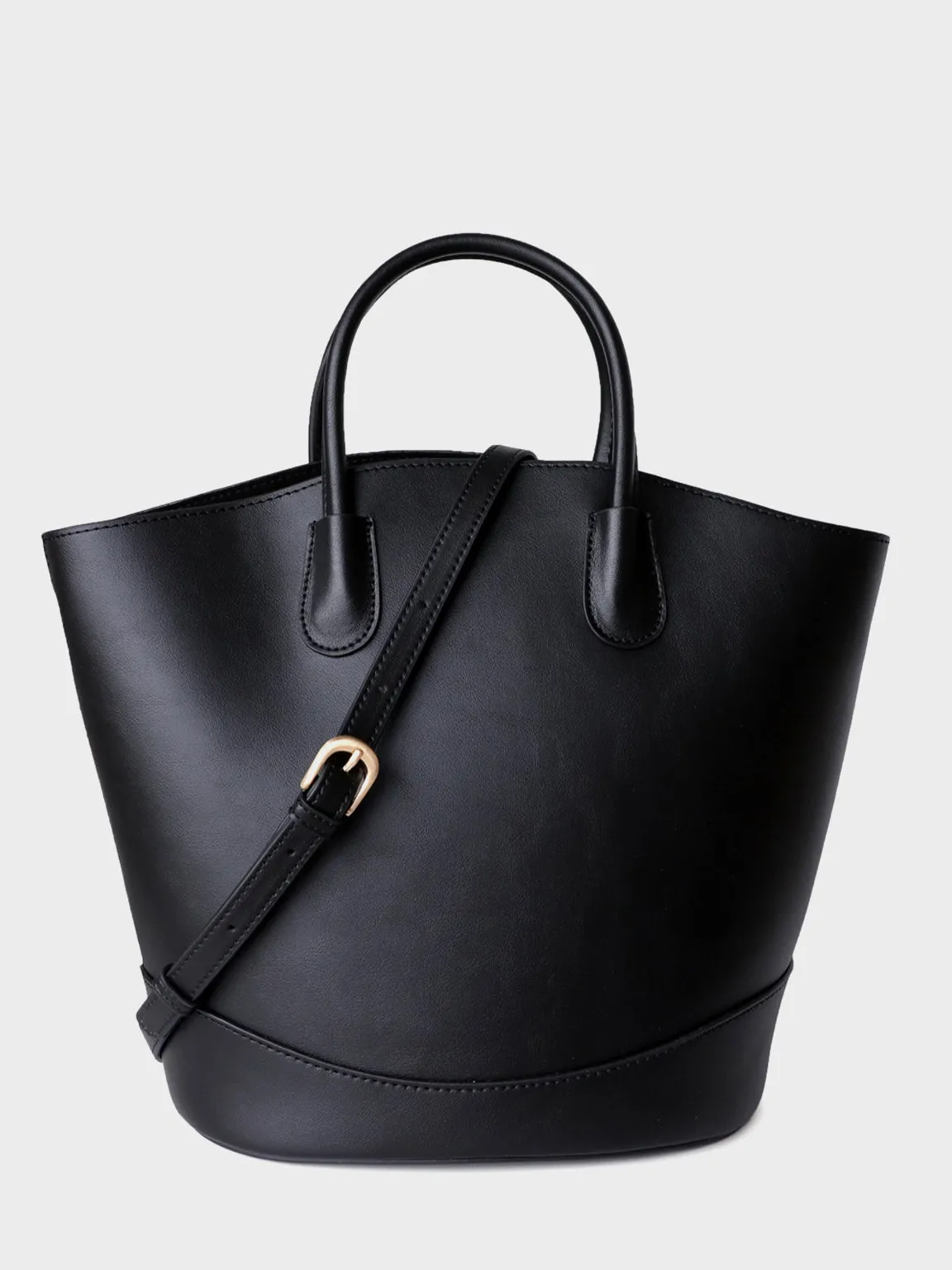 Leather Tote Bag Top-handle Ellipse Bottom Shoulder Bag