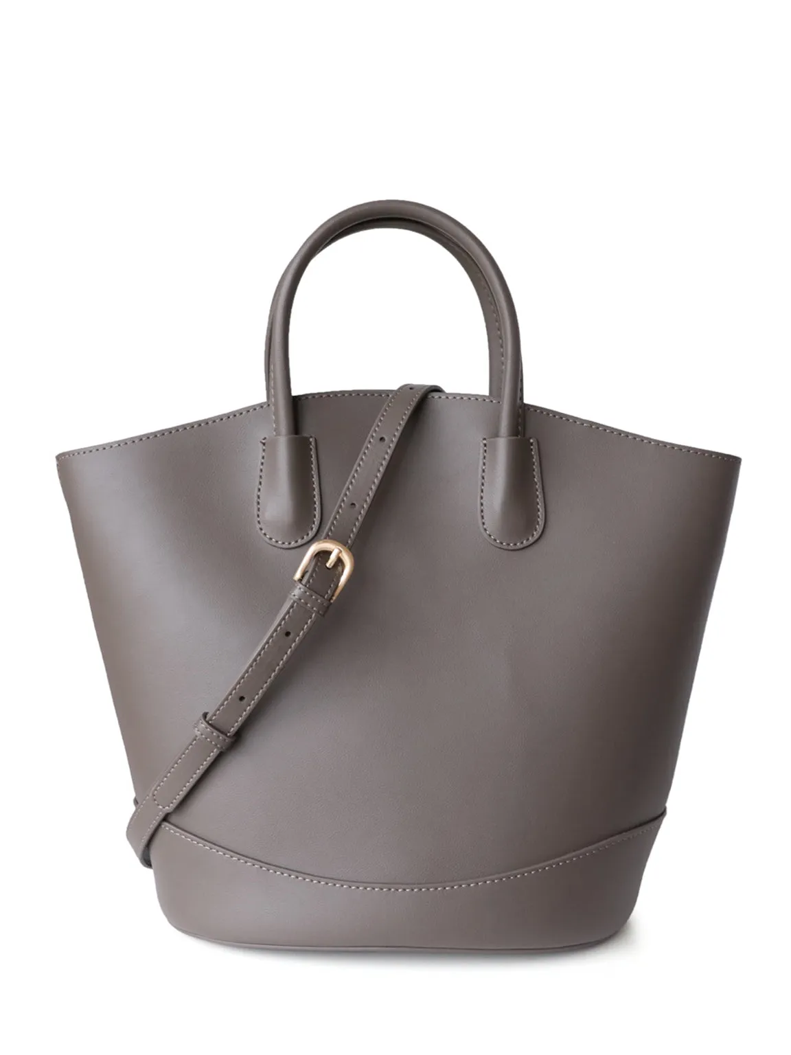 Leather Tote Bag Top-handle Ellipse Bottom Shoulder Bag