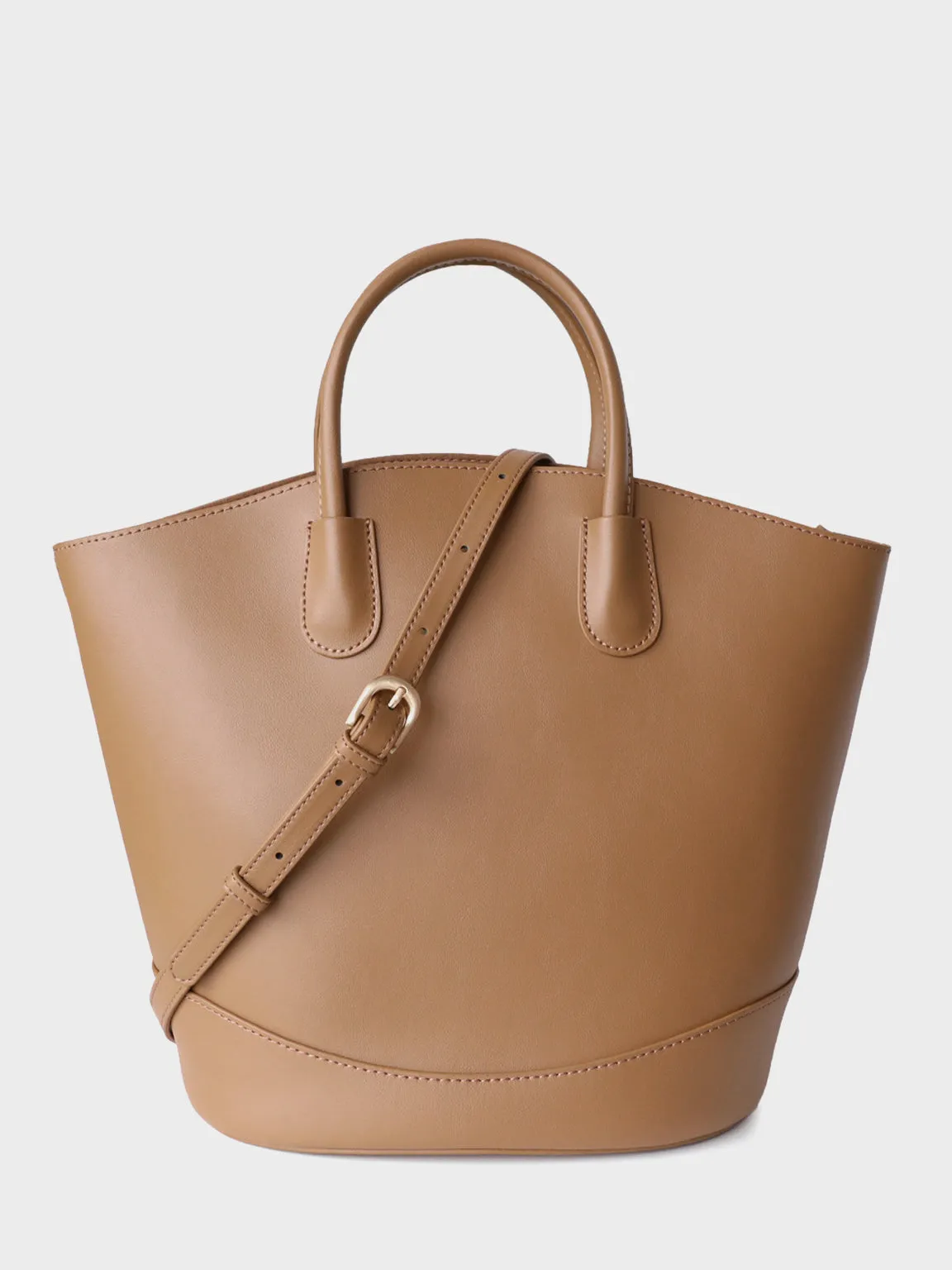 Leather Tote Bag Top-handle Ellipse Bottom Shoulder Bag