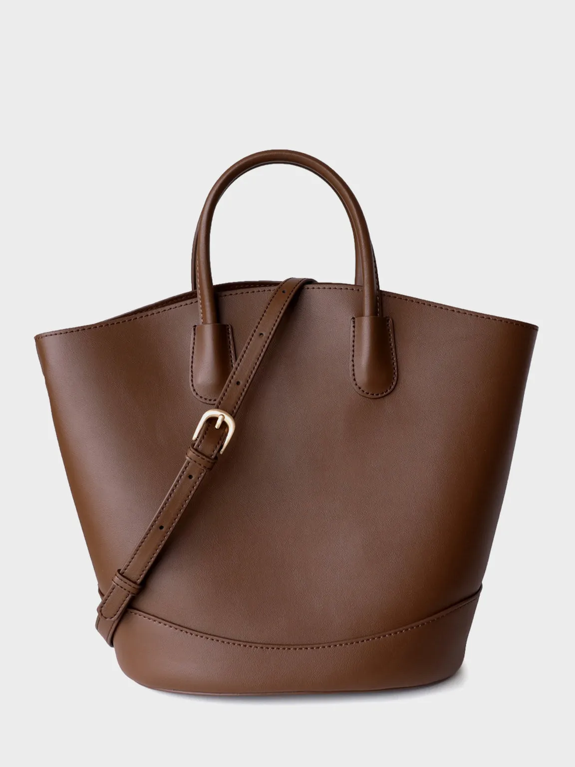 Leather Tote Bag Top-handle Ellipse Bottom Shoulder Bag
