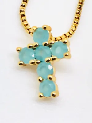 Light Blue Turquoise Cross Necklace