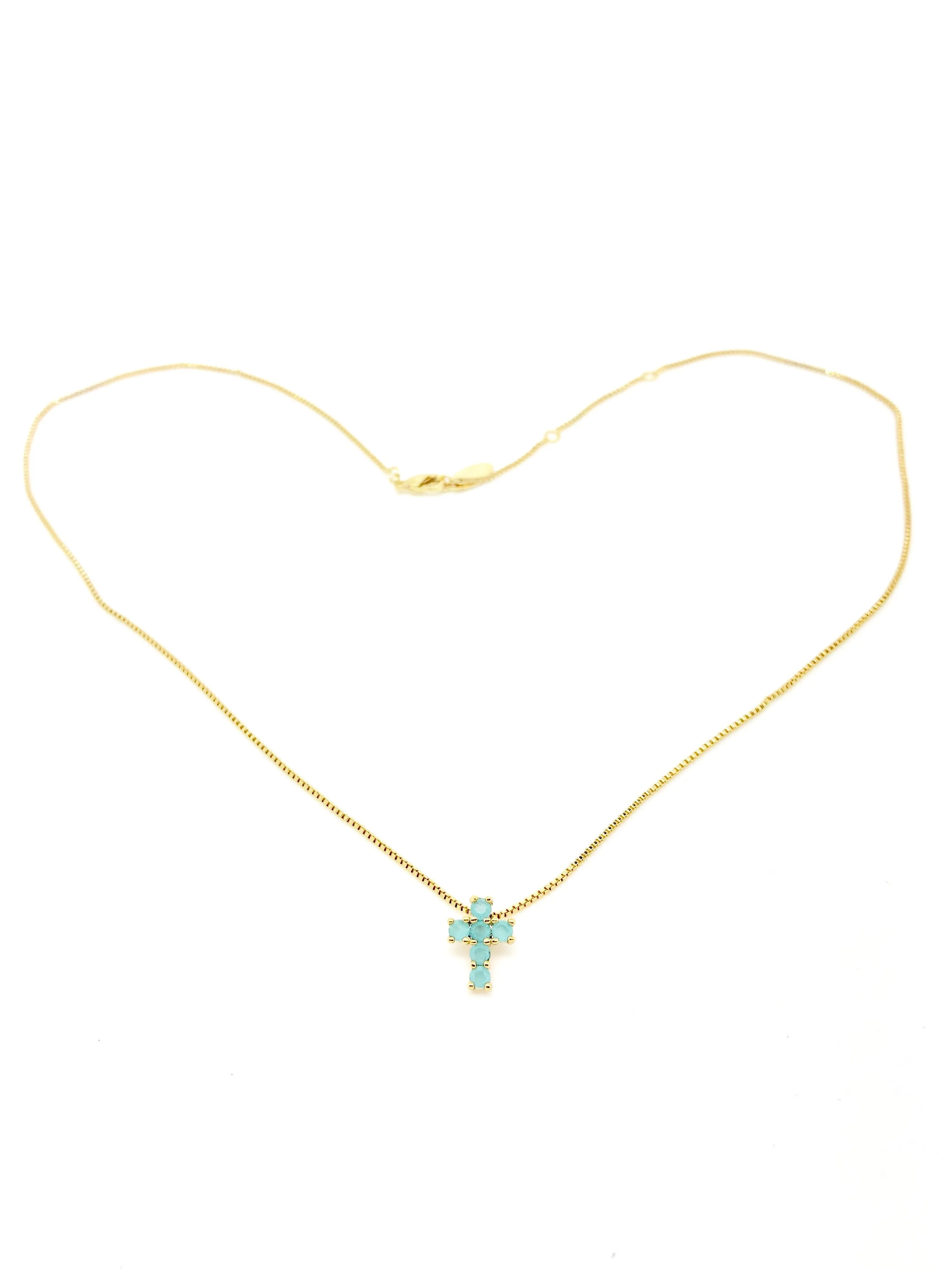 Light Blue Turquoise Cross Necklace