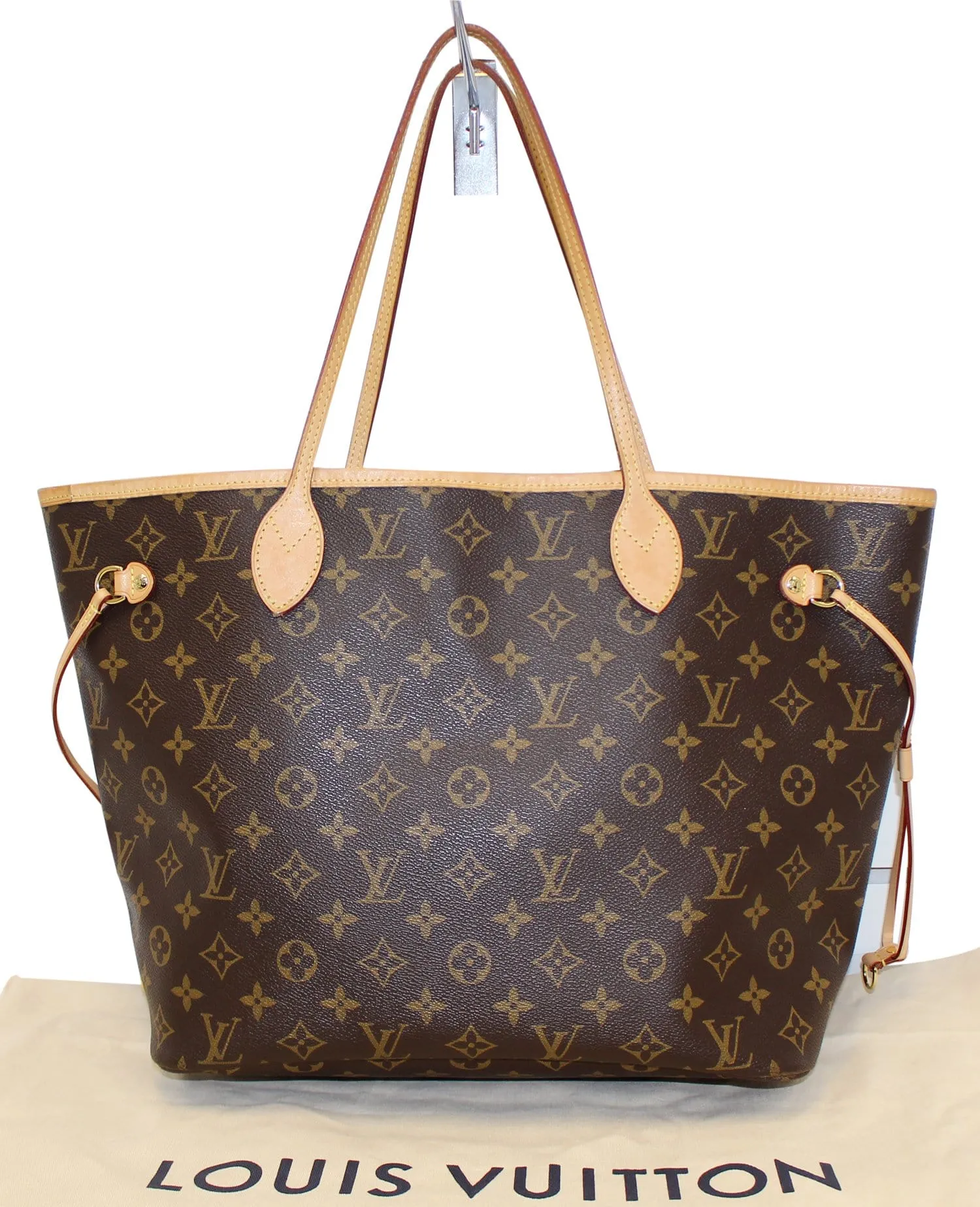 LOUIS VUITTON Monogram Canvas Neverfull MM Brown Tote Bag Fuchsia