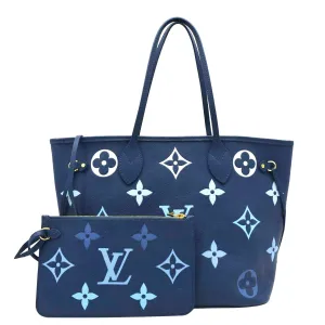 LOUIS VUITTON Neverfull MM Monogram Empreinte Tote Bag Gradient Blue