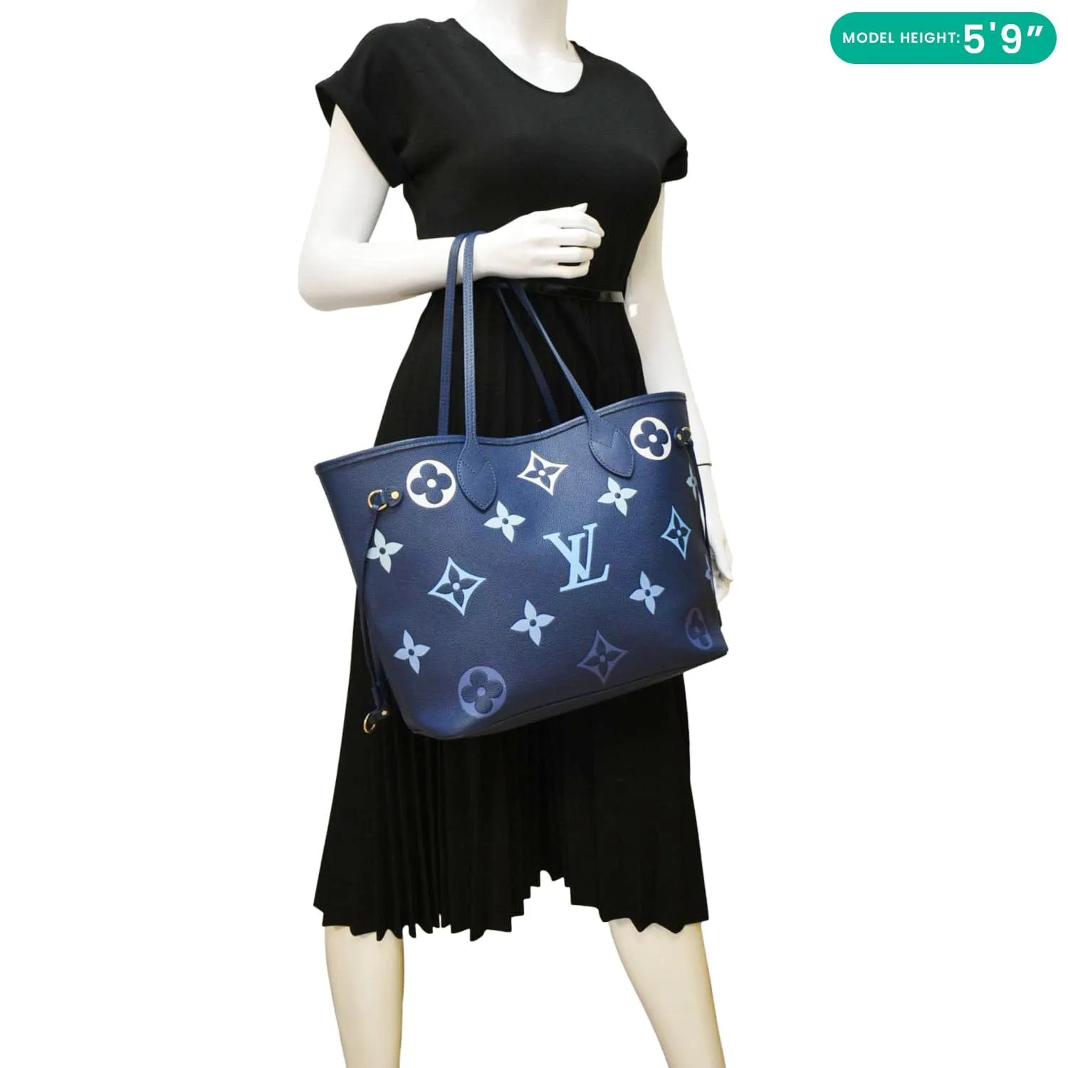 LOUIS VUITTON Neverfull MM Monogram Empreinte Tote Bag Gradient Blue