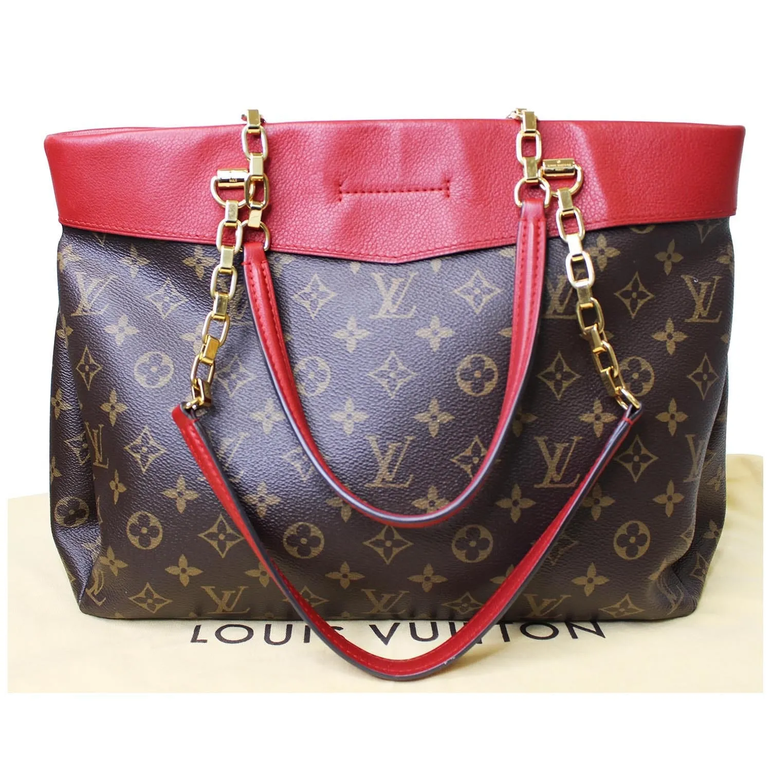 LOUIS VUITTON Pallas Chain Shopper Monogram Canvas Shoulder Bag Cherry
