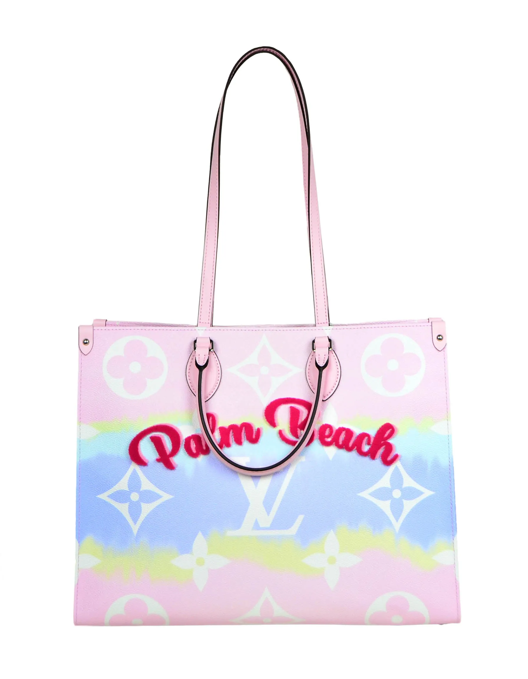 Louis Vuitton Pink Pastel "Palm Beach" Monogram Escale Onthego GM Tote Bag