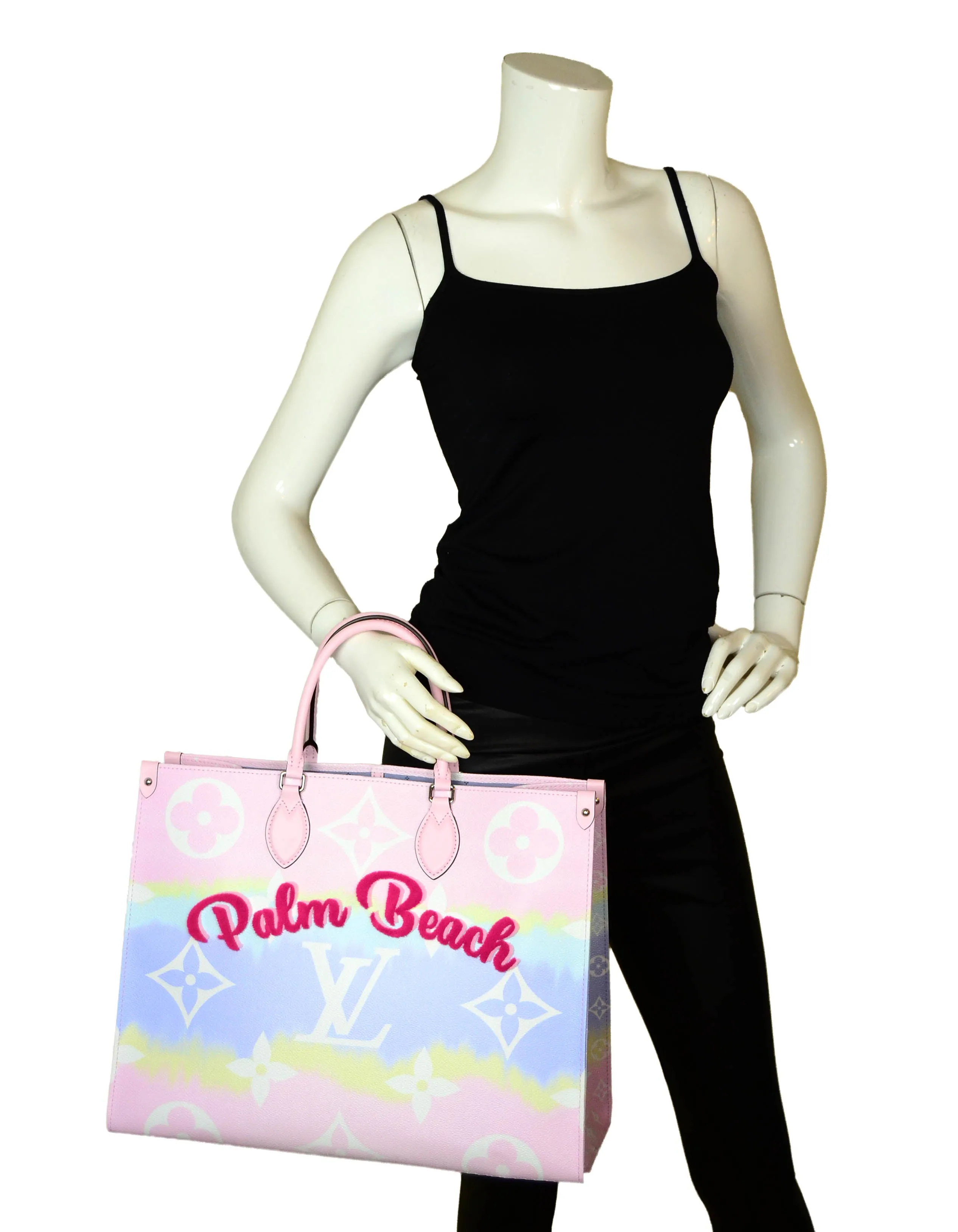 Louis Vuitton Pink Pastel "Palm Beach" Monogram Escale Onthego GM Tote Bag