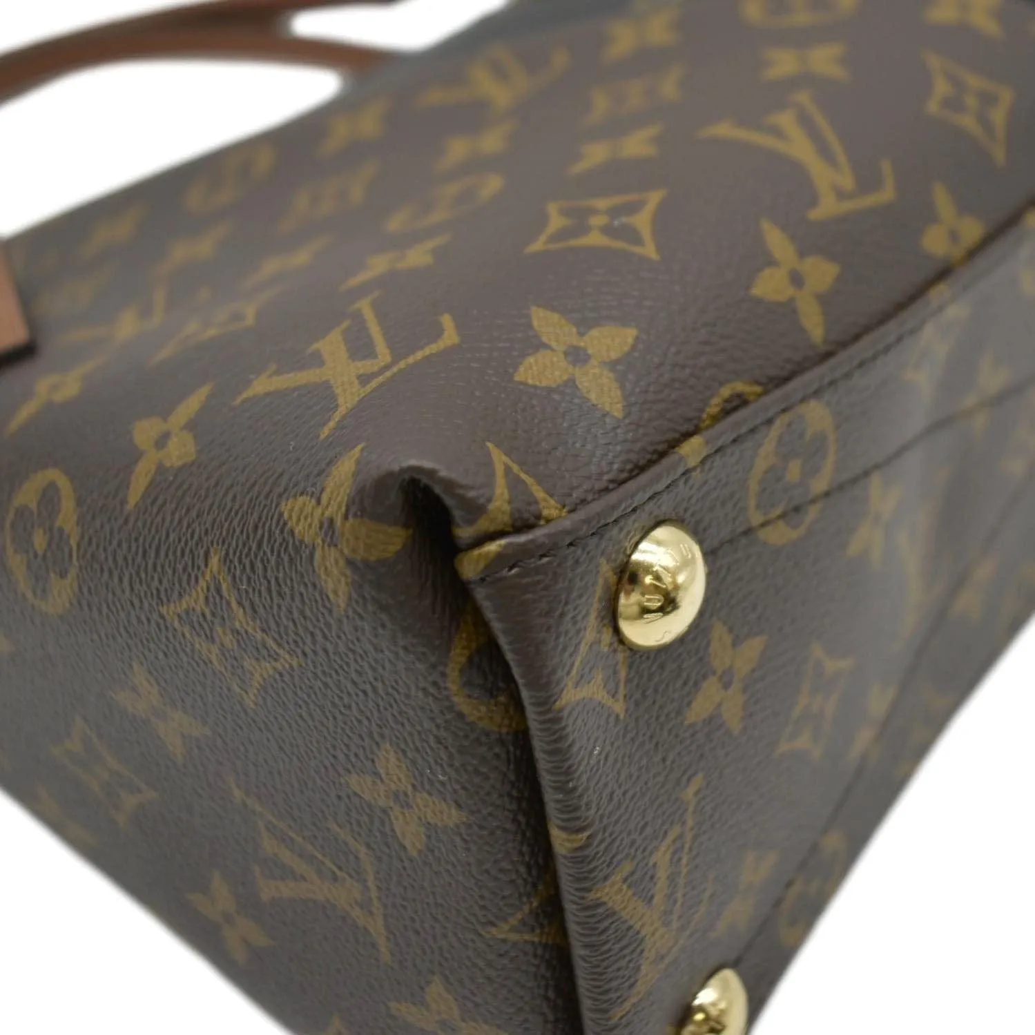 LOUIS VUITTON V Monogram Canvas Tote Shoulder Bag Brown