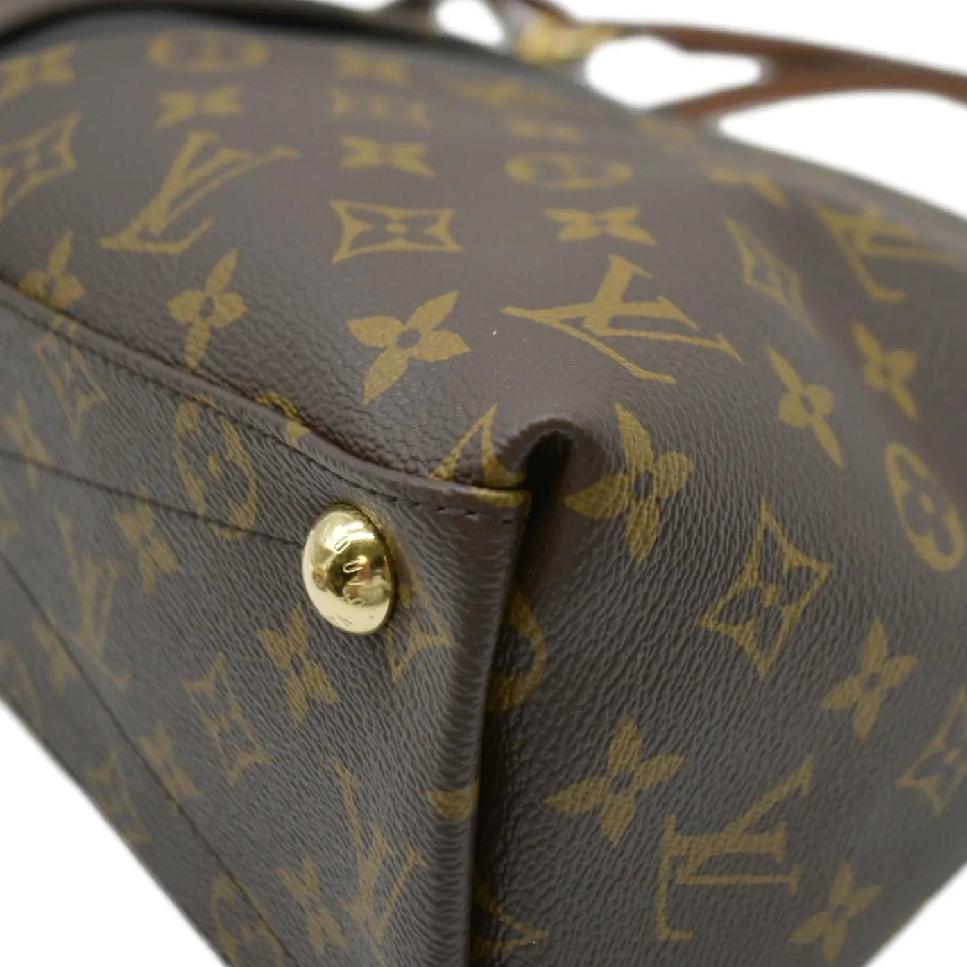LOUIS VUITTON V Monogram Canvas Tote Shoulder Bag Brown