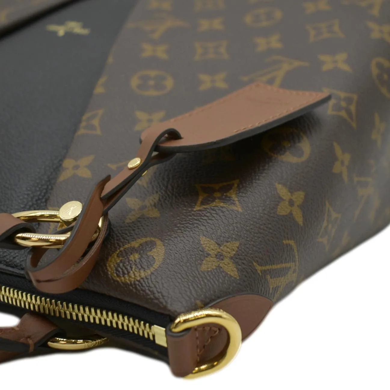 LOUIS VUITTON V Monogram Canvas Tote Shoulder Bag Brown
