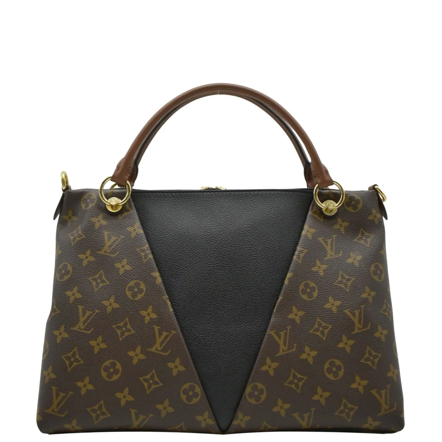 LOUIS VUITTON V Monogram Canvas Tote Shoulder Bag Brown