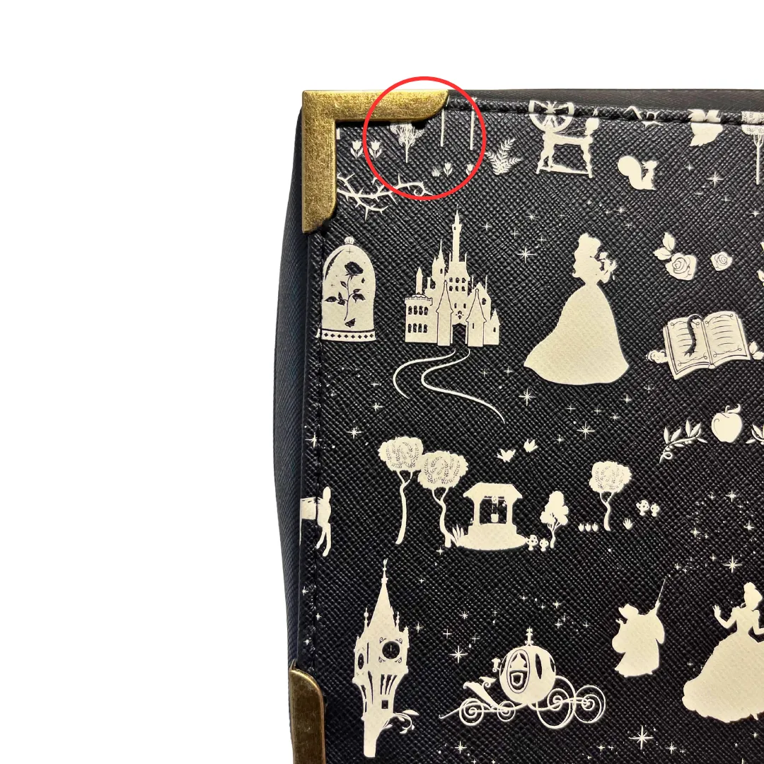 Loungefly Disney B W Princess Silhouette AOP Crossbody DEFECTIVE #855