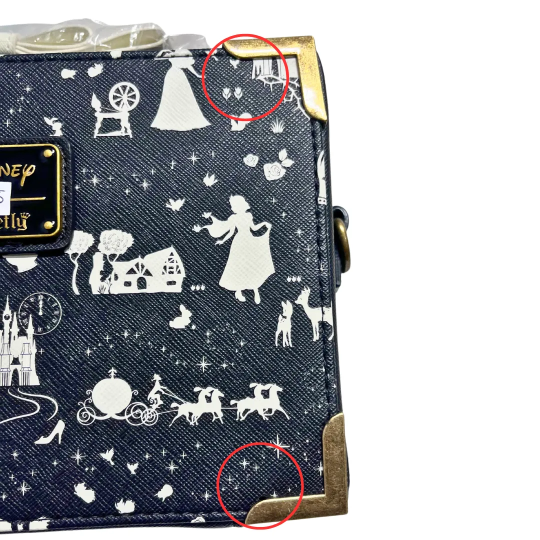 Loungefly Disney B W Princess Silhouette AOP Crossbody DEFECTIVE #855