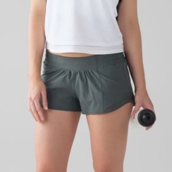 Lululemon Dark Olive Side Mesh Shorts