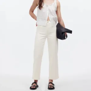 Madewell The Emmett Wide Leg Crop Jean Welt Pocket Edition Tile White NWT 31