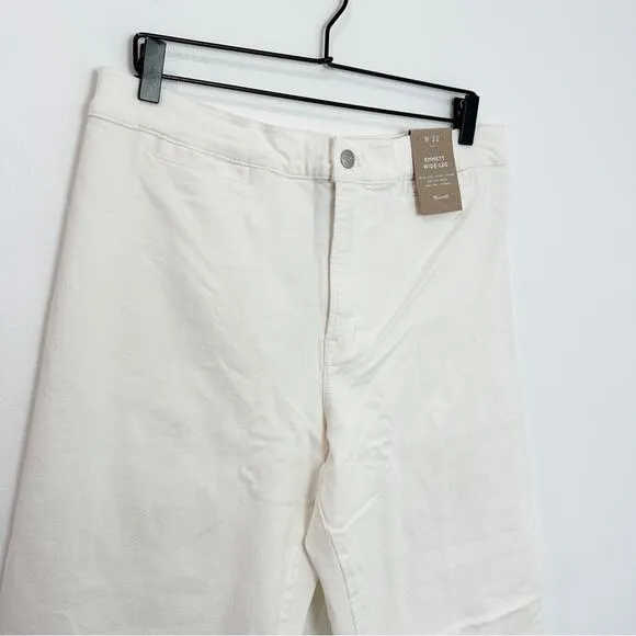 Madewell The Emmett Wide Leg Crop Jean Welt Pocket Edition Tile White NWT 31