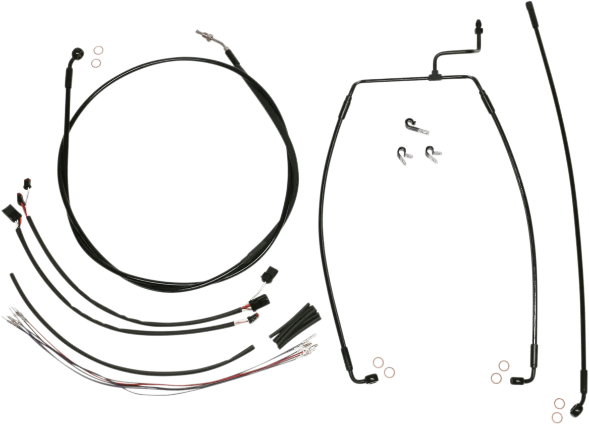 Magnum 486331 Black Vinyl XR Handlebar Installation Kit with Black Fittings for 12-14in. Ape