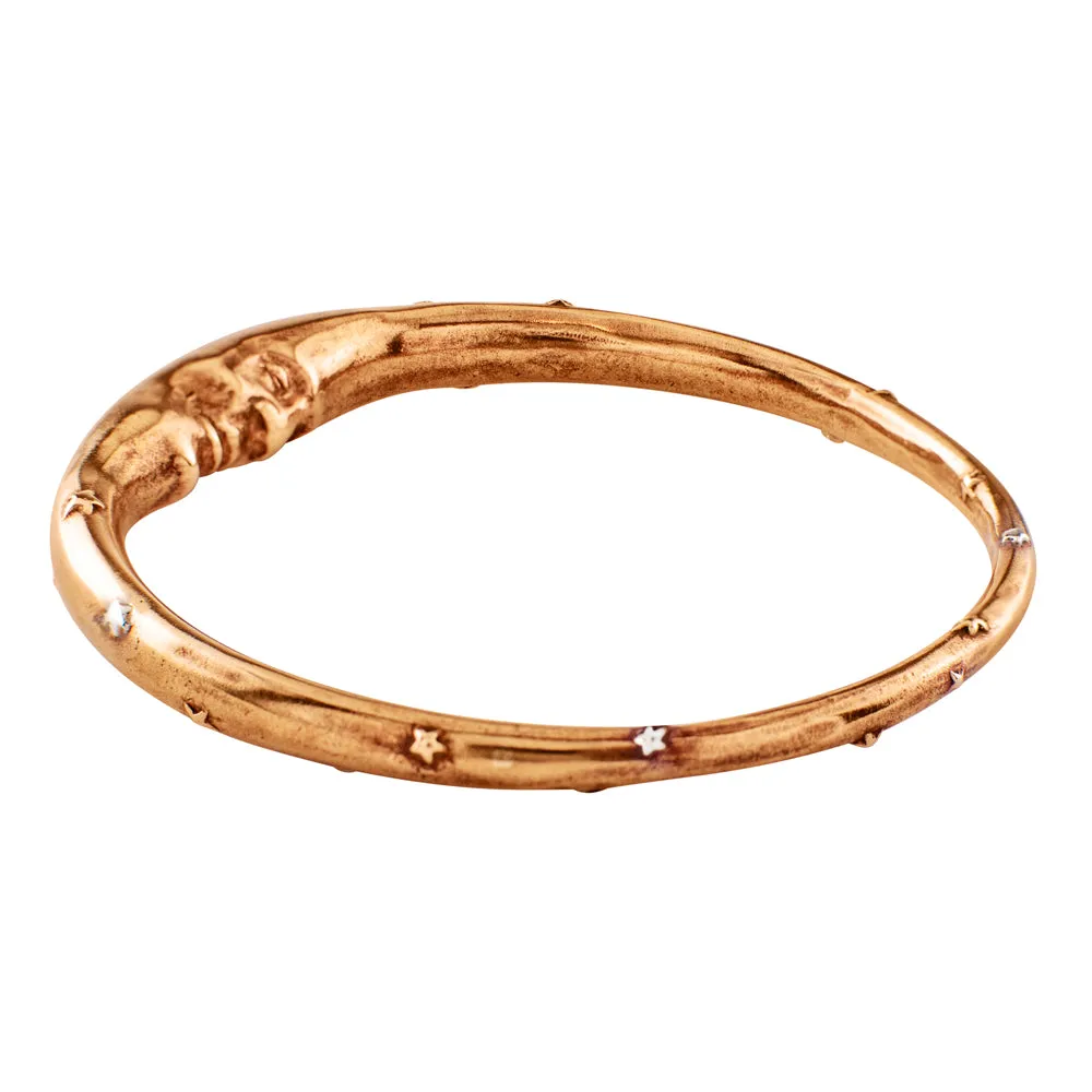 Man in the Moon Bangle in Bronze with Silver Accents