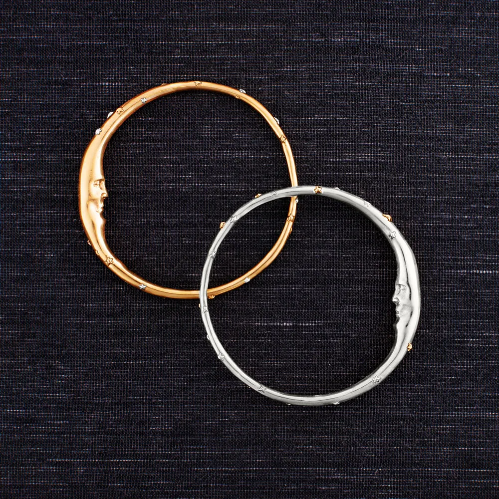 Man in the Moon Bangle in Bronze with Silver Accents