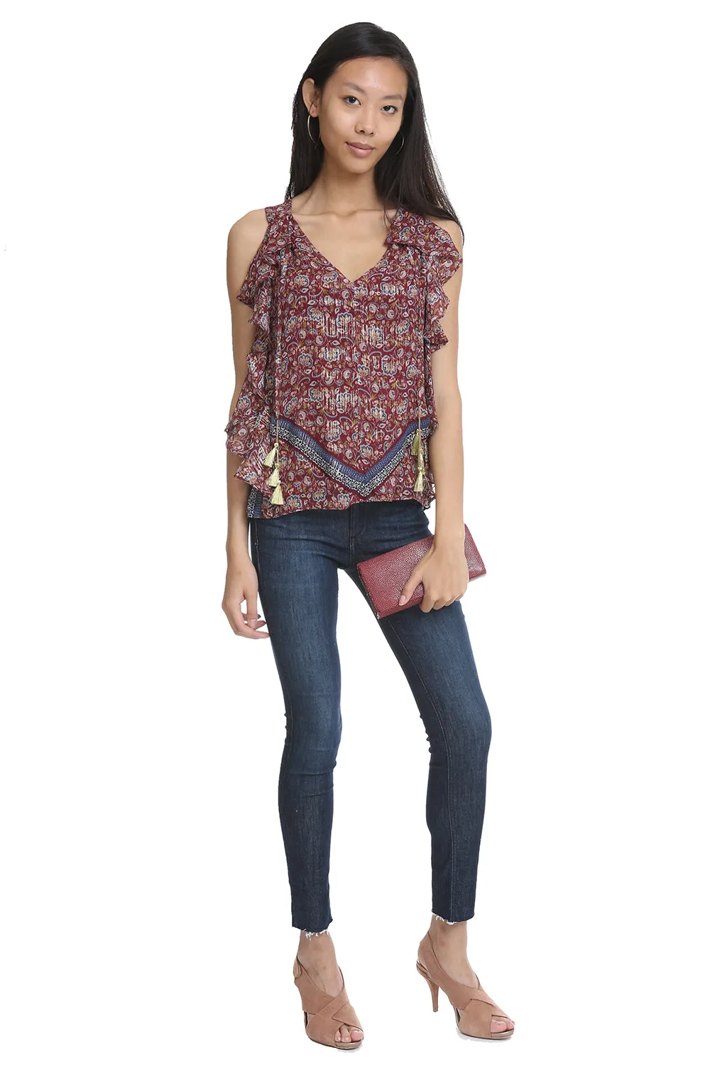 Mara Flat Bottom Clutch in Garnet