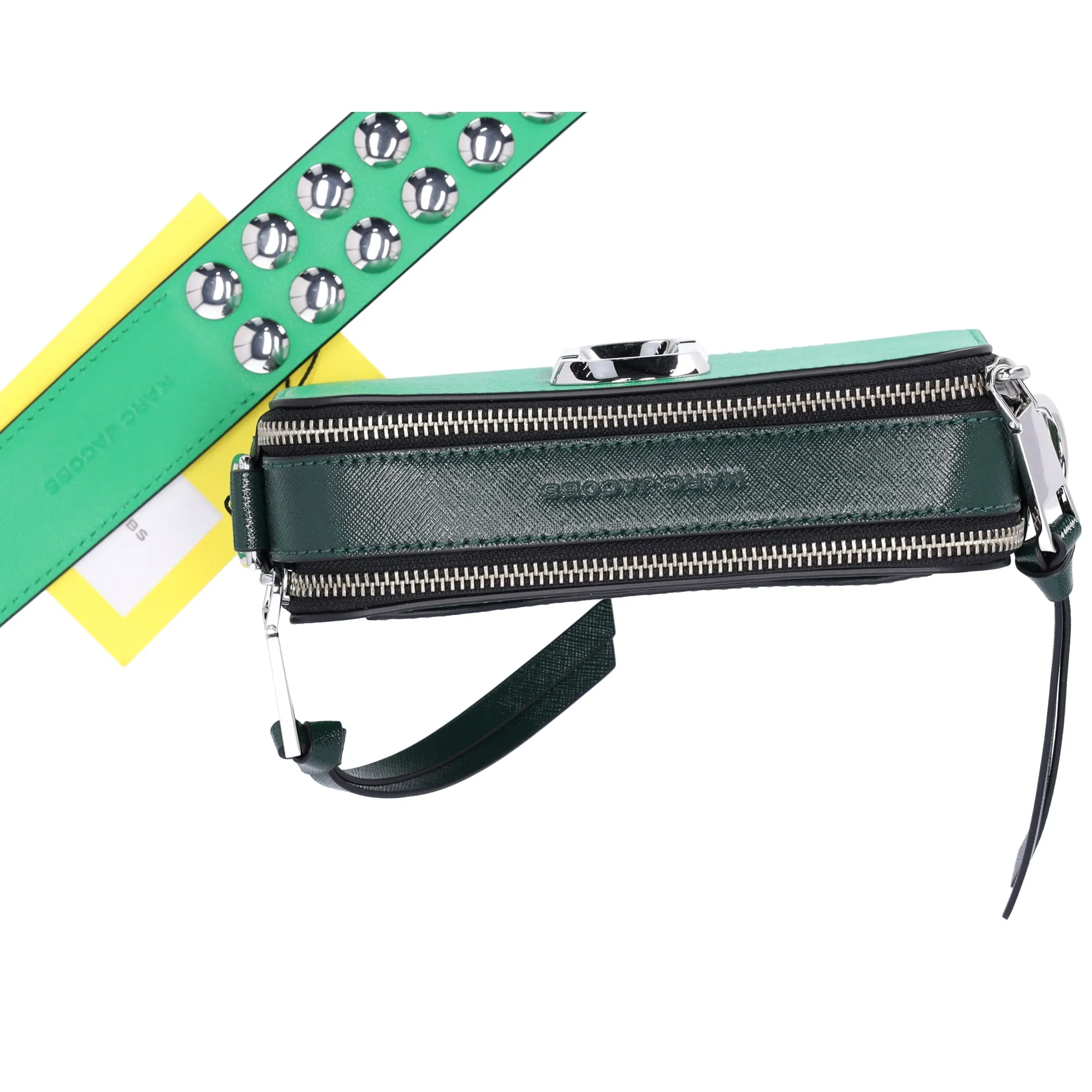 Marc Jacobs The Snapshot Shoulder Bag Studded Saffiano Leather Fern Green