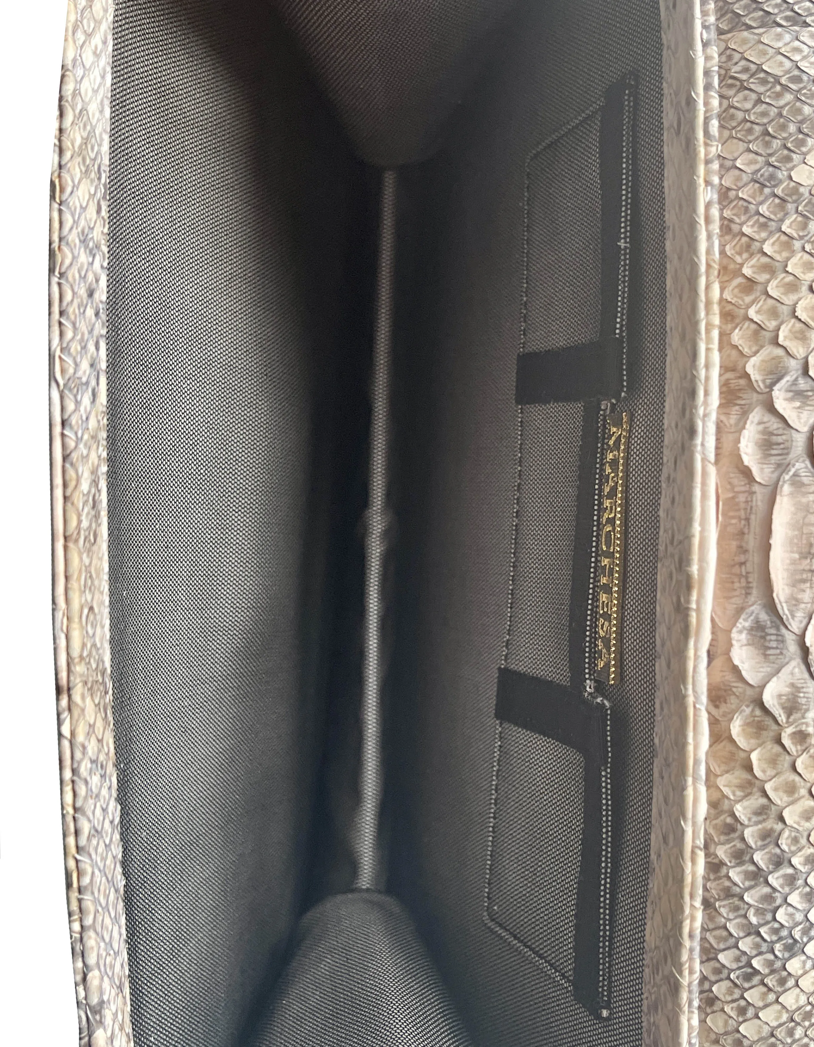 Marchesa Valentina Large Python Envelope Clutch Bag w. Crystals