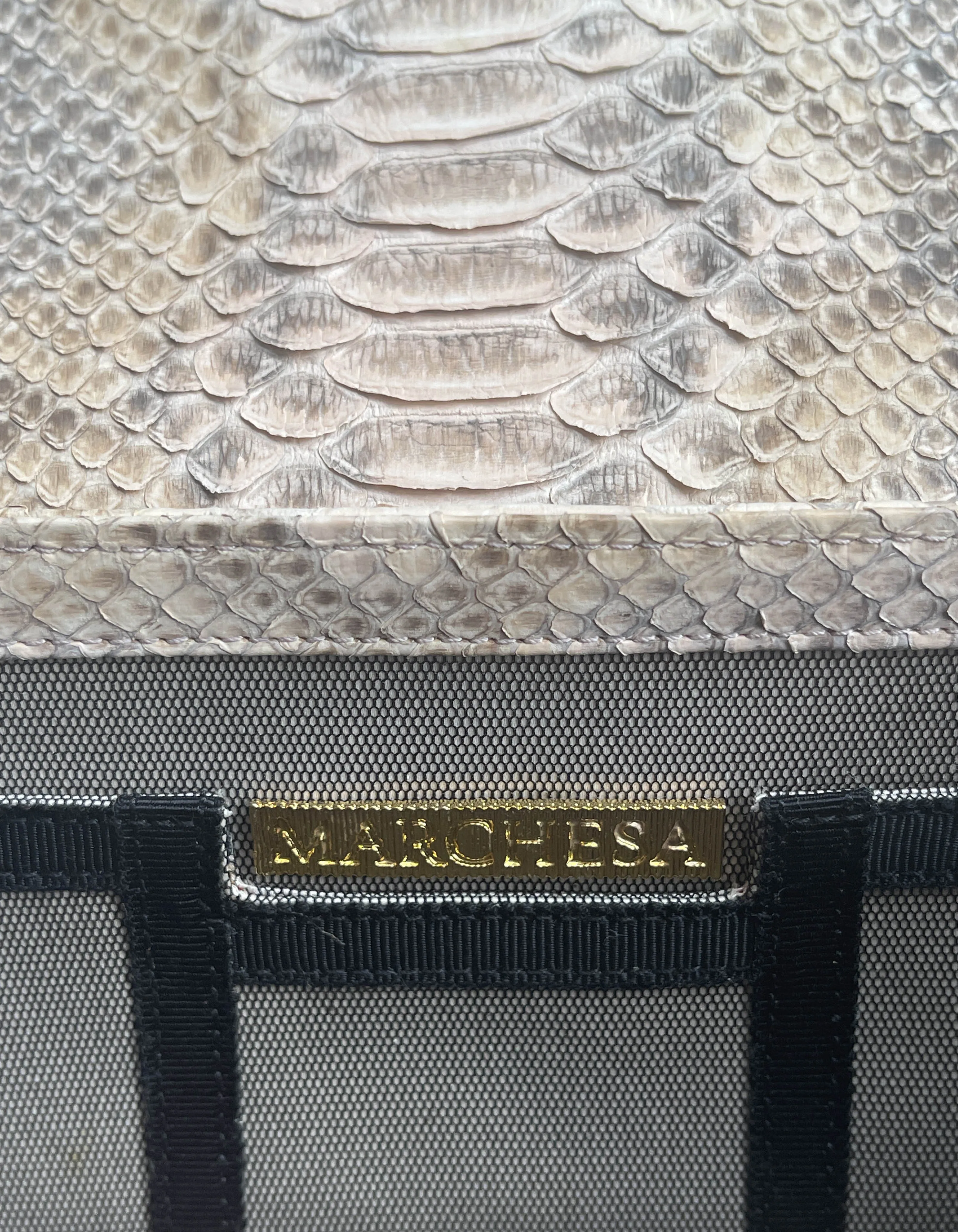 Marchesa Valentina Large Python Envelope Clutch Bag w. Crystals