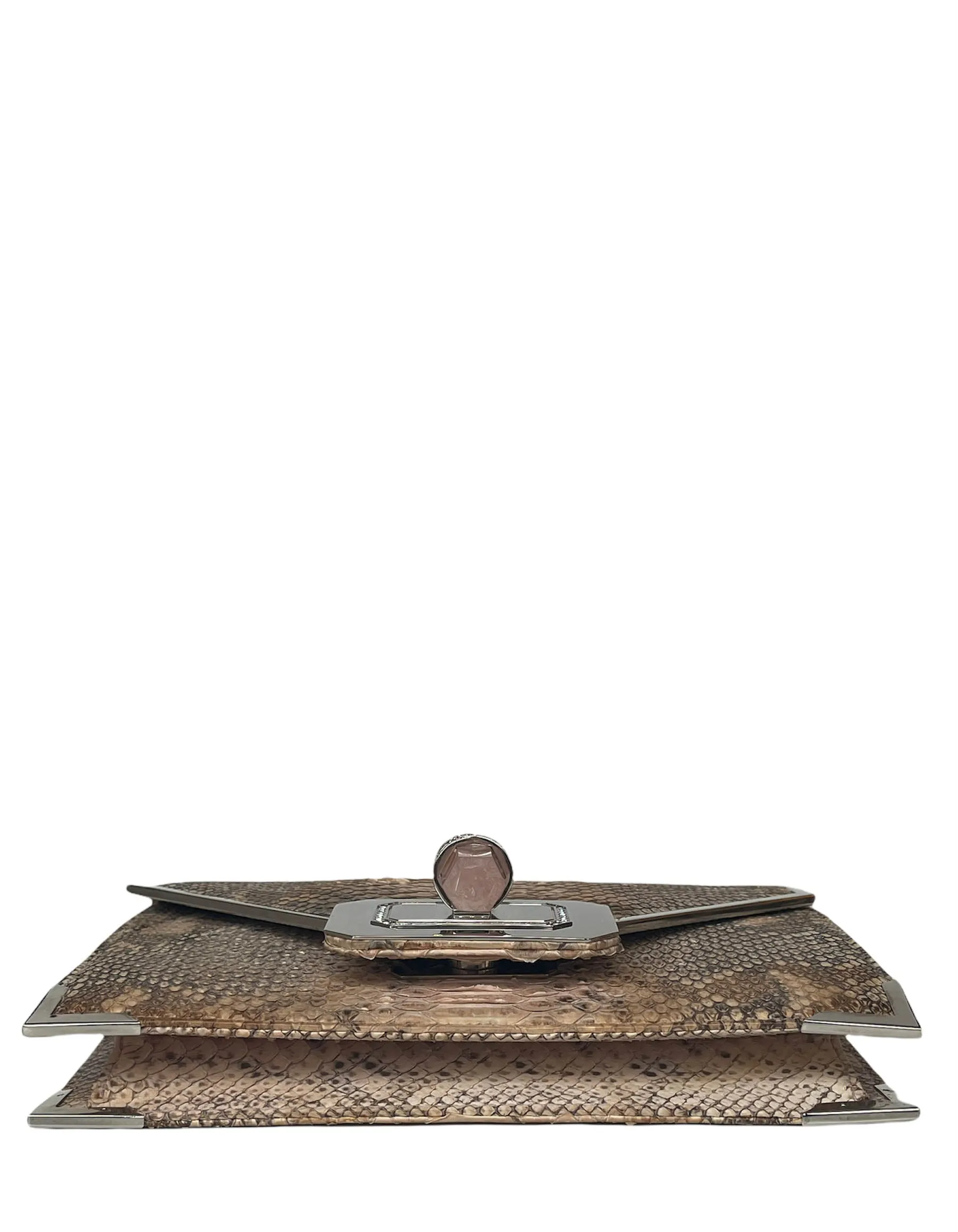 Marchesa Valentina Large Python Envelope Clutch Bag w. Crystals