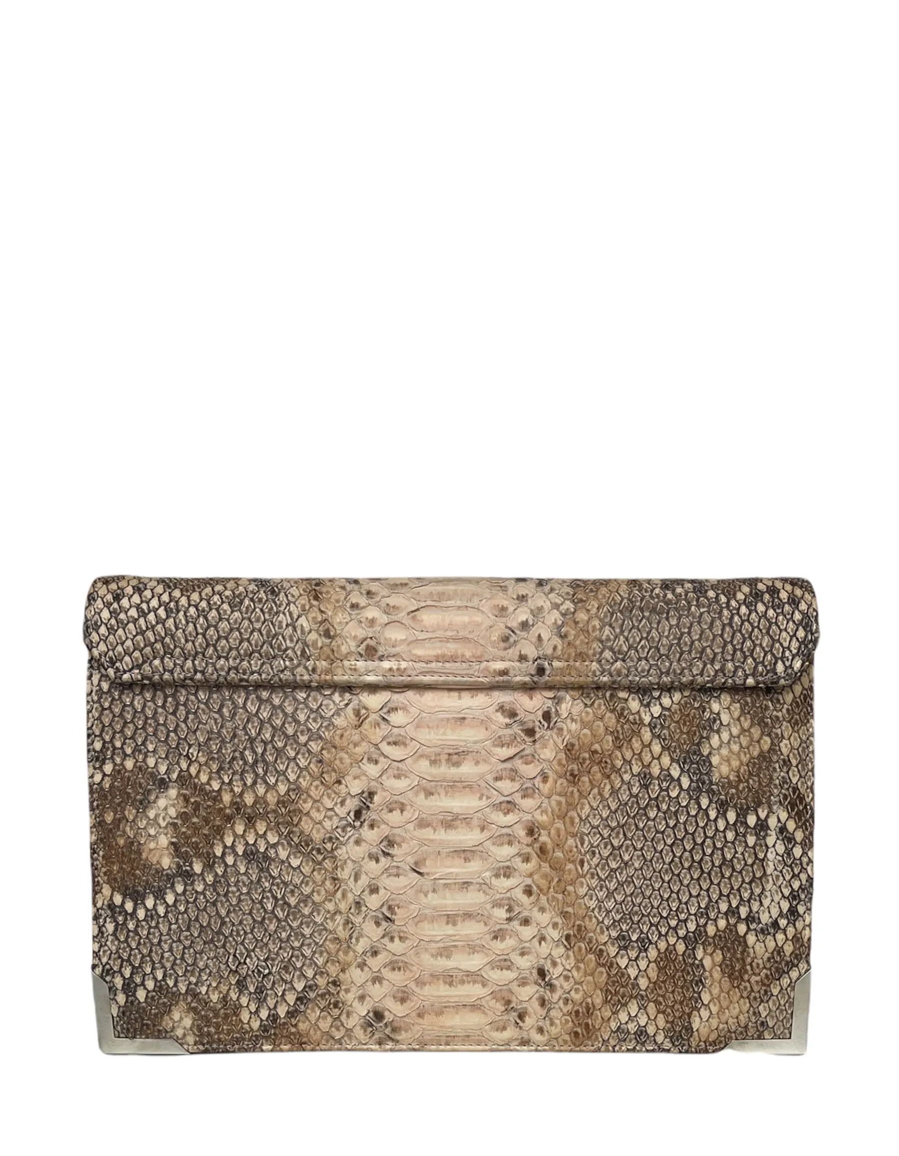 Marchesa Valentina Large Python Envelope Clutch Bag w. Crystals