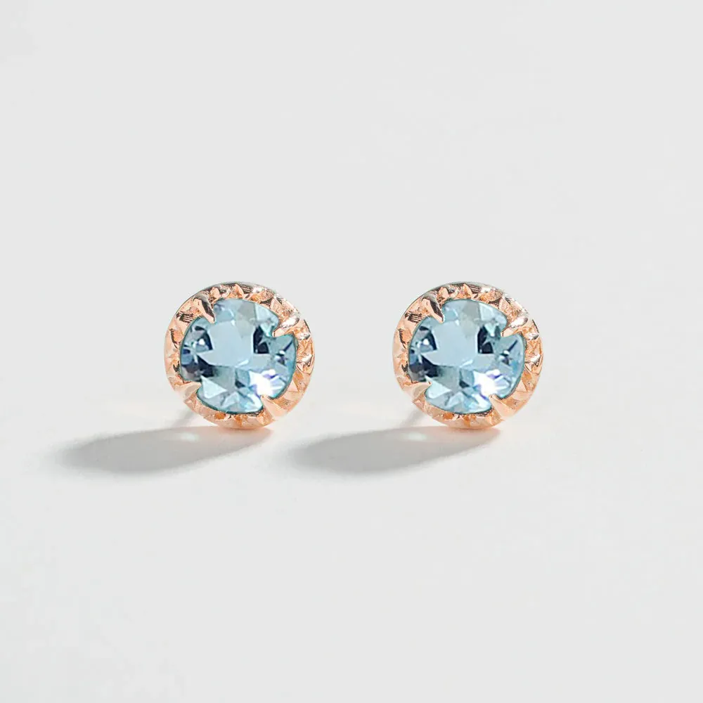 MATRIX HALO STUDS | SILVER & AQUAMARINE