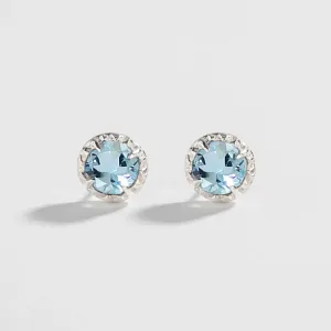 MATRIX HALO STUDS | SILVER & AQUAMARINE