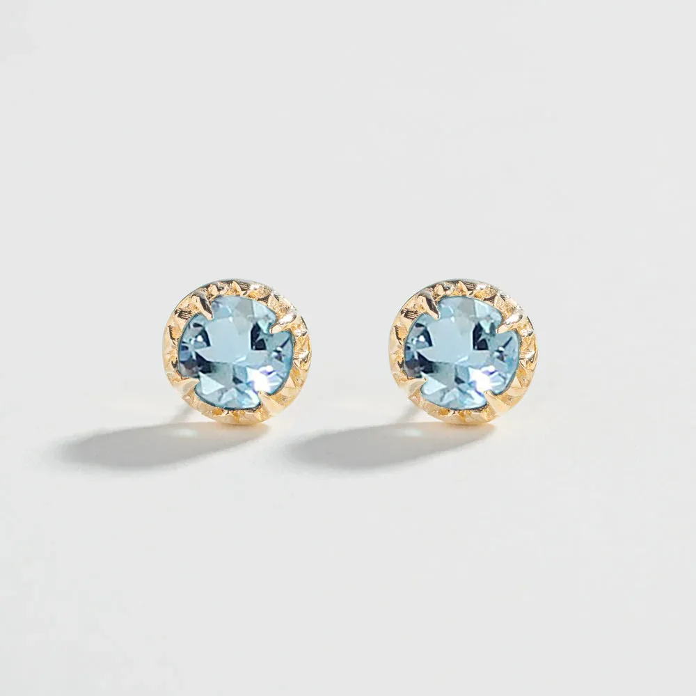 MATRIX HALO STUDS | SILVER & AQUAMARINE