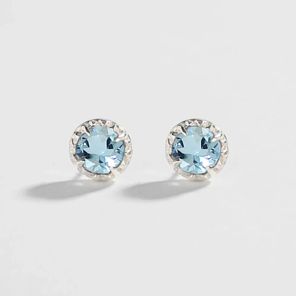 MATRIX HALO STUDS | SILVER & AQUAMARINE