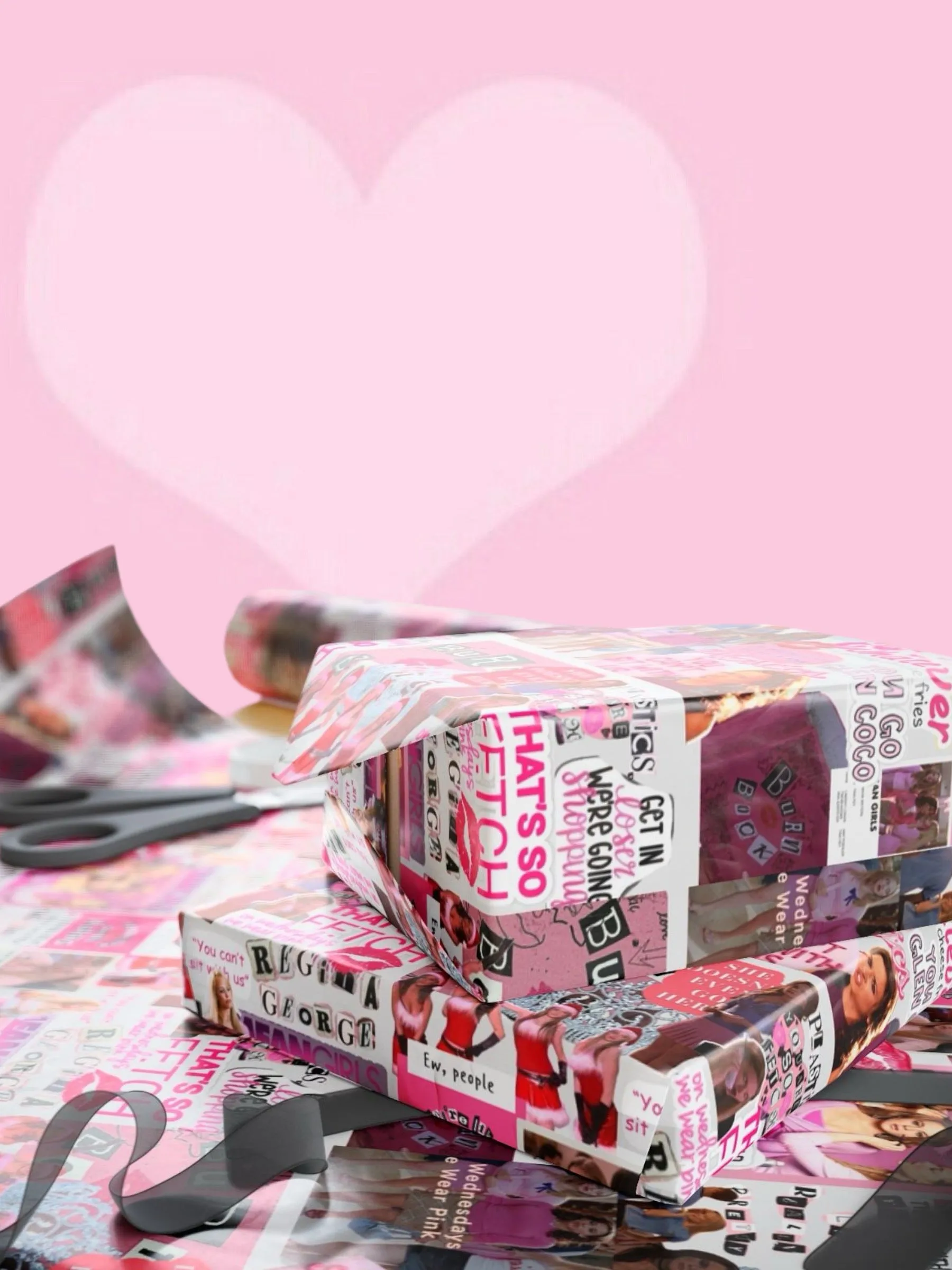 Mean Girls Theme Pink Wrapping Paper - Best Movie Quotes - Custom Print - Matte or Glossy Finish - Hilarious Gift Wrapping - burn book gift