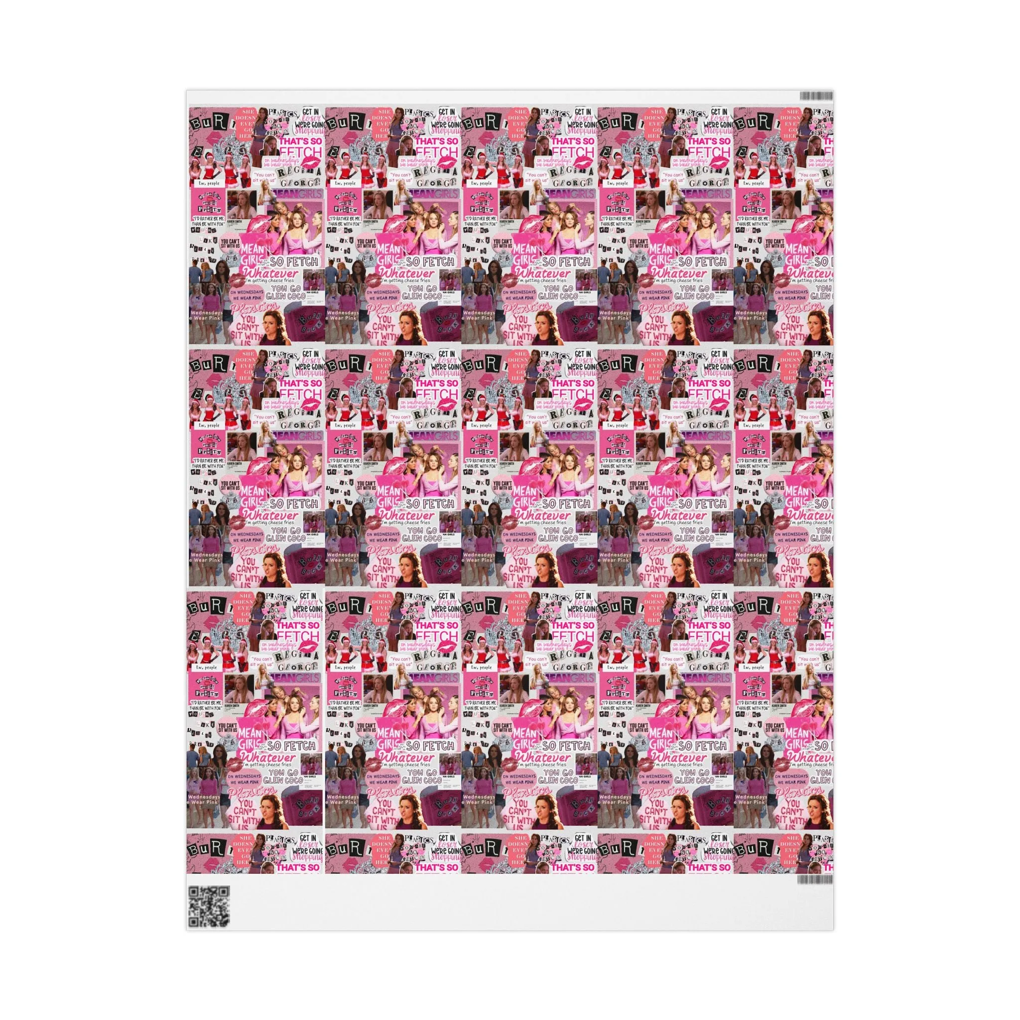 Mean Girls Theme Pink Wrapping Paper - Best Movie Quotes - Custom Print - Matte or Glossy Finish - Hilarious Gift Wrapping - burn book gift