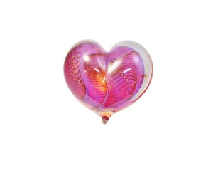 Medium-Large Orange Silver Veil Heart Paperweight