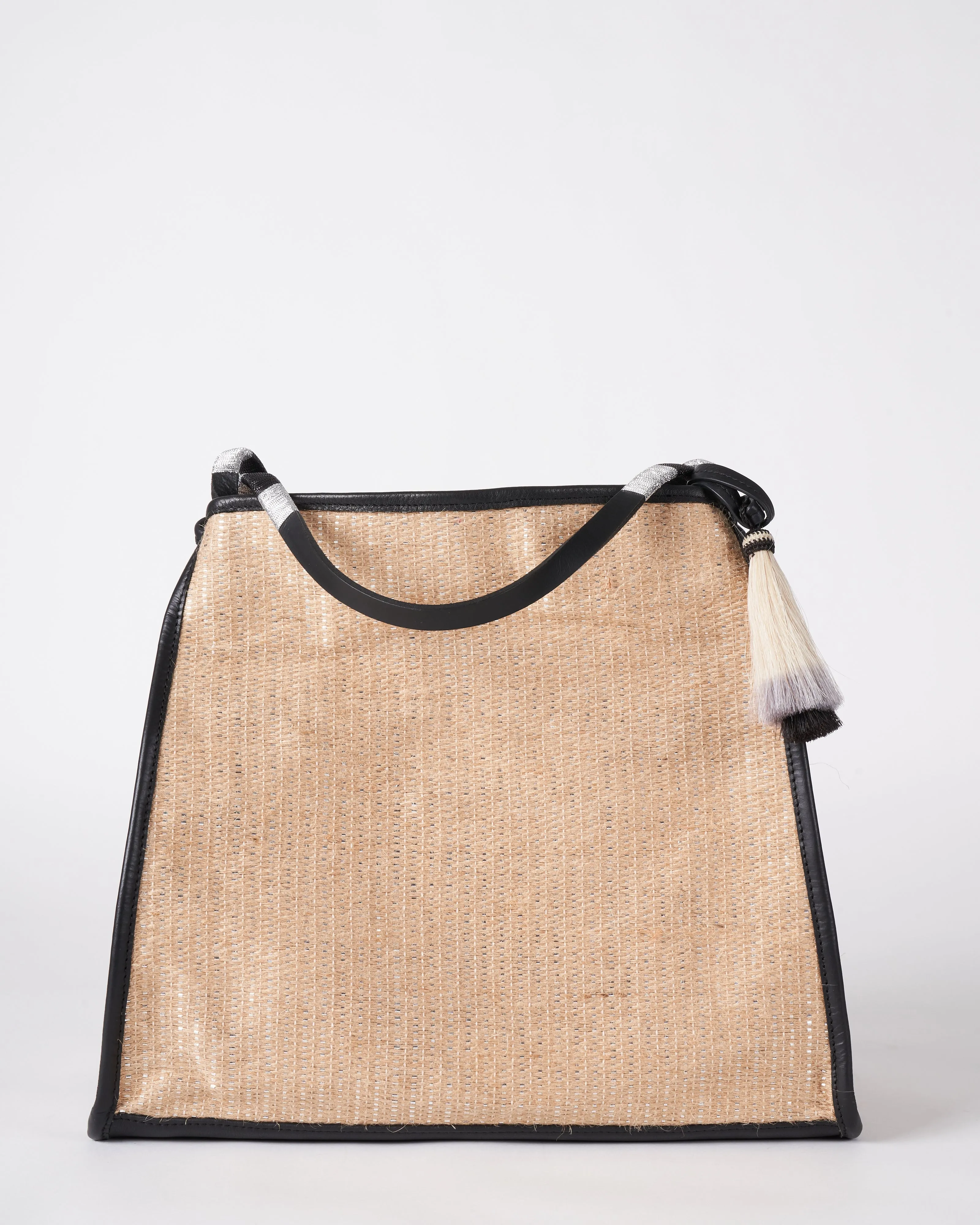 metallic jute taunton tote - natural blk
