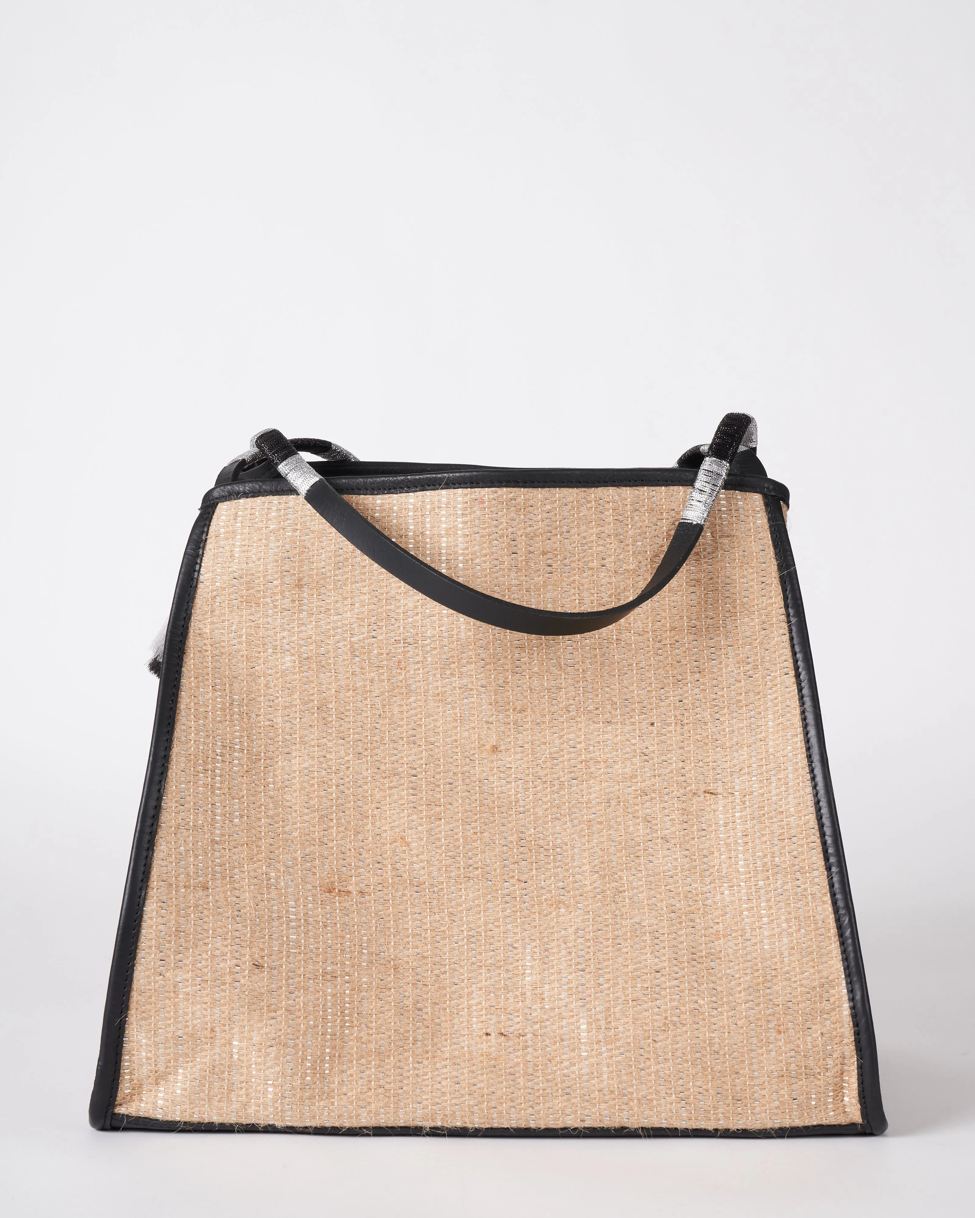 metallic jute taunton tote - natural blk