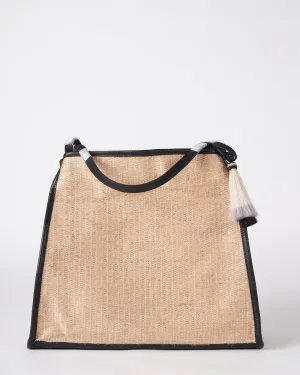 metallic jute taunton tote - natural blk