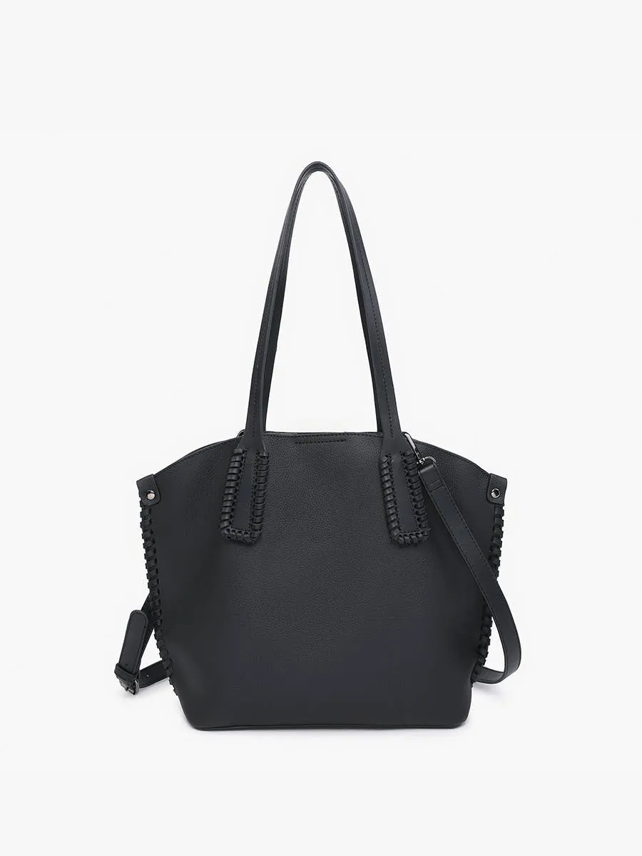 Micah Whipstitch 3-Compartment Tote: Black