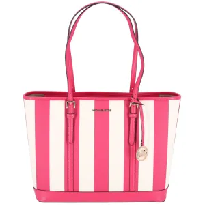 Michael Kors Jet Set Travel Large Top Zip Tote Electric Pink Multi Stripe