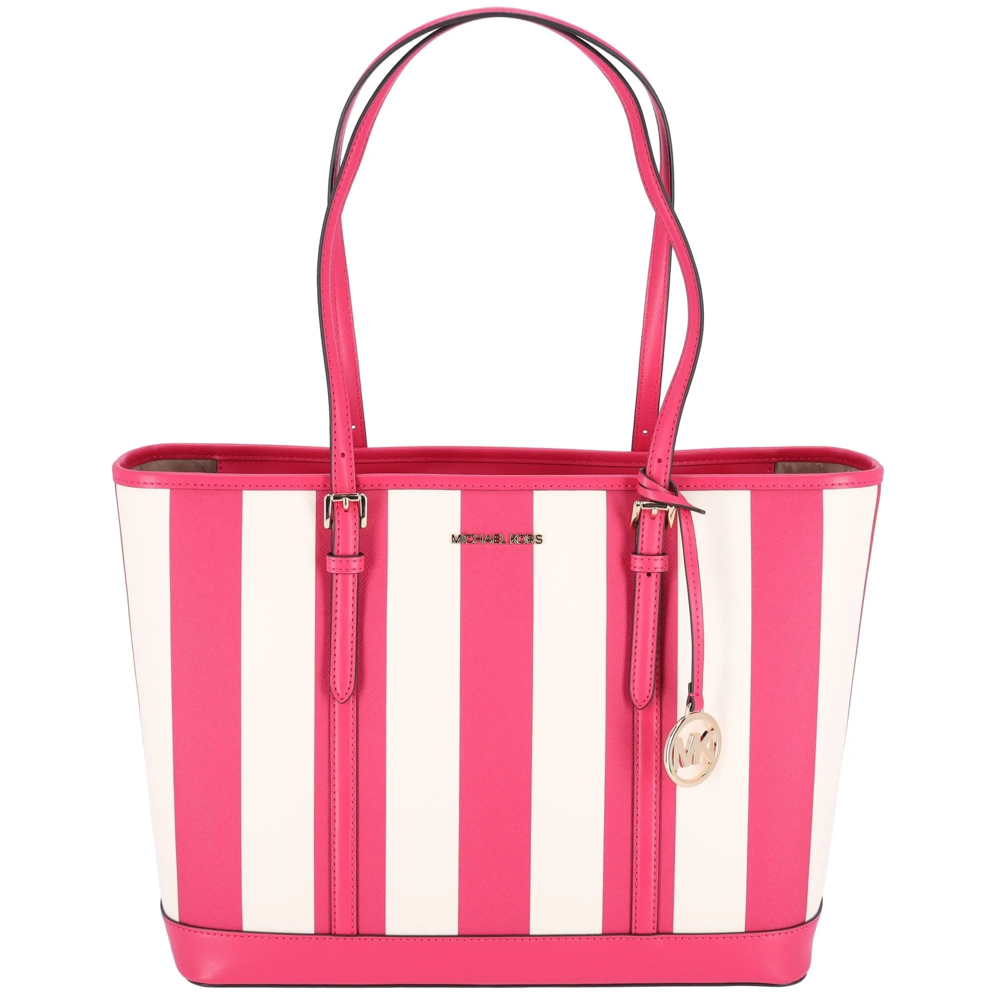 Michael Kors Jet Set Travel Large Top Zip Tote Electric Pink Multi Stripe