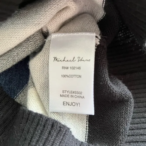 Michael Stars Pink Black Stripes Bell Cropped Neck Pullover Sweater Size Small