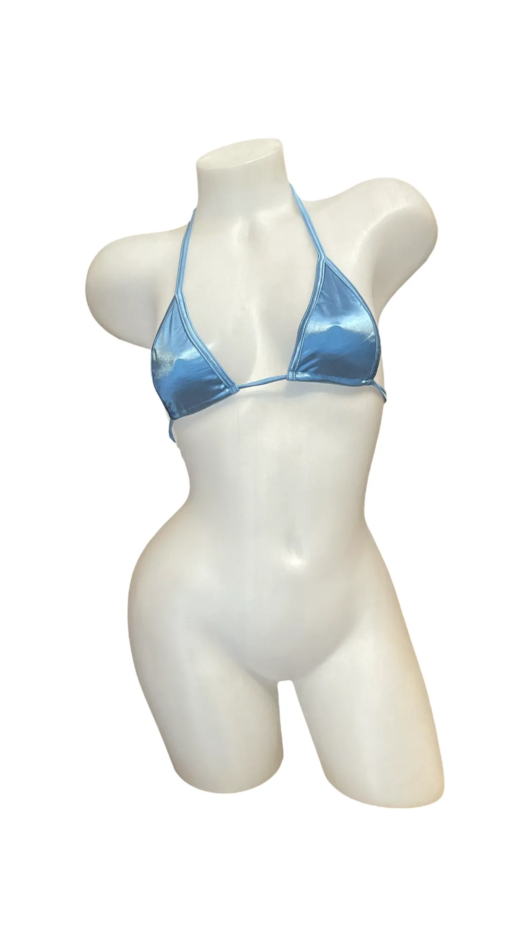 Micro Glossy Tie Triangle Top - Periwinkle