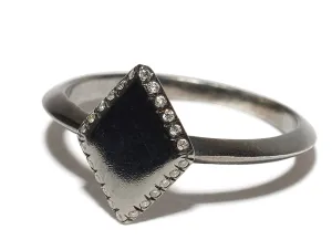 Micro Pave Edge Engraved Diamond Shape Ring