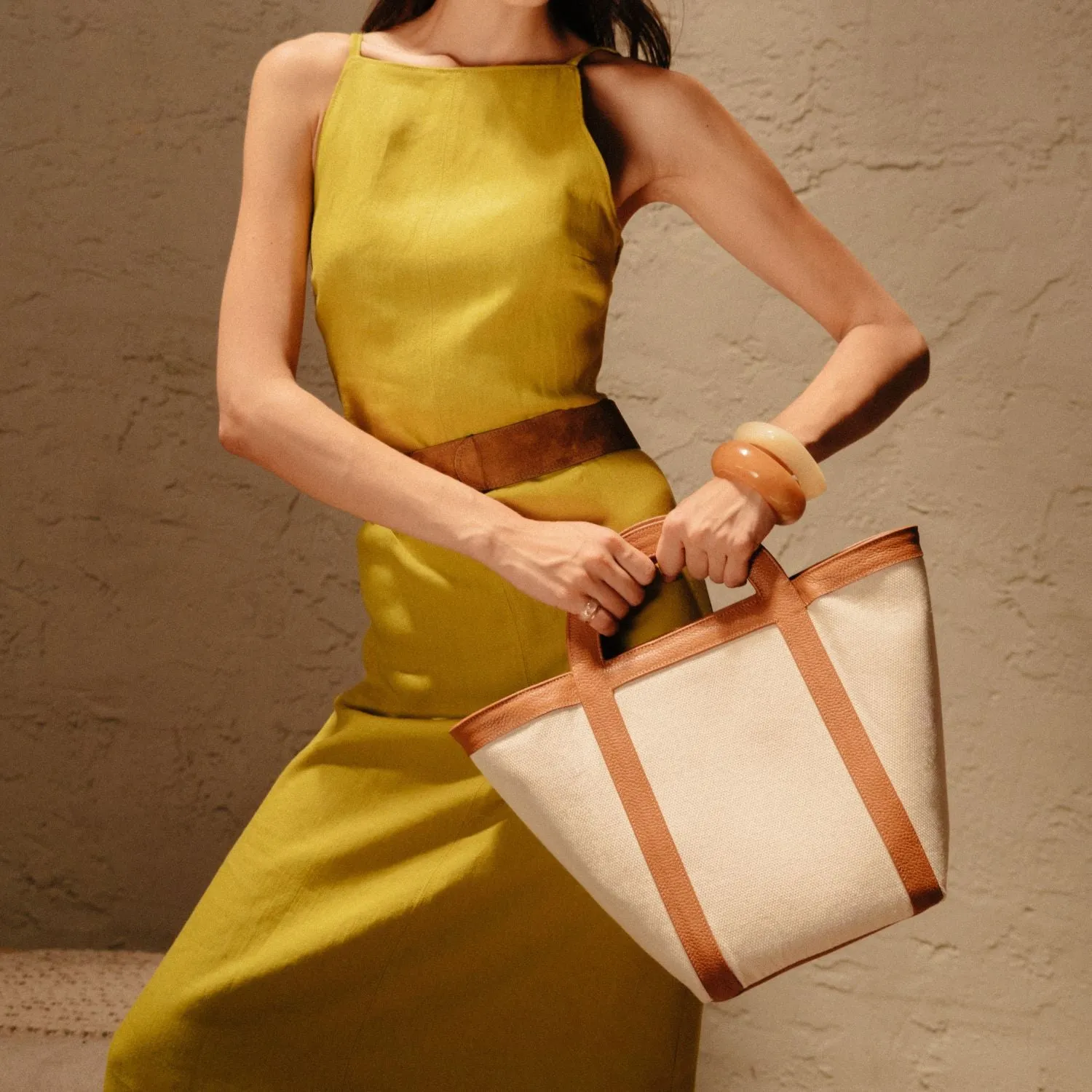 Mini Atuel Tote Bag in Canvas and Leather